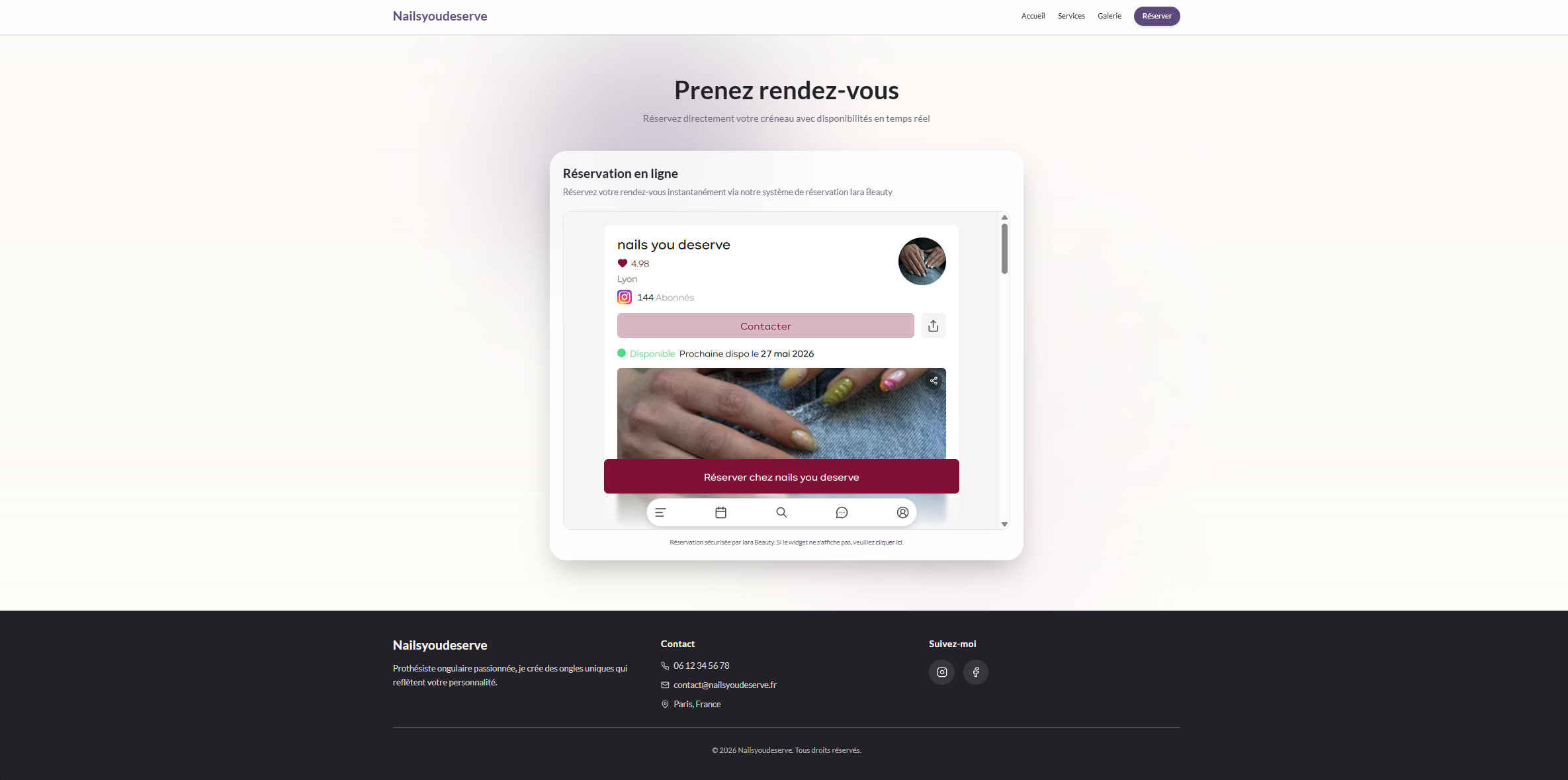 Page de réservation
